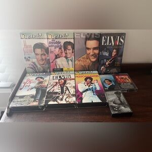Vintage 7 Elvis Presley New VHS Tapes and 3 Used Cassettes
